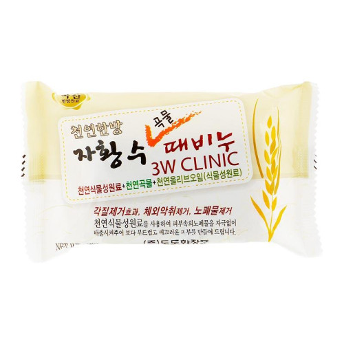 3W Clinic Твердое мыло для лица и тела с экстрактом злаков