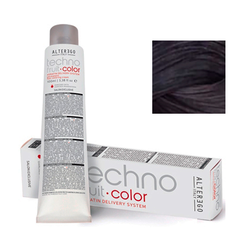 Alter Ego Перманентная крем-краска для волос TechnoFruit Color Permanent Hair Coloring Cream 3/22 темний каштановий інтенсивний ірисовий