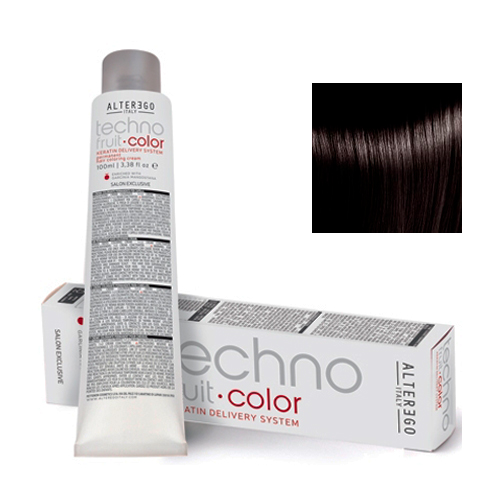Alter Ego Перманентная крем-краска для волос TechnoFruit Color Permanent Hair Coloring Cream 4/71 каштановий коричневий попелястий