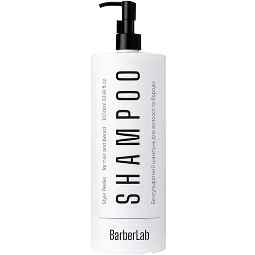 BarberLab Мужской бессульфатный шампунь для волос и бороды 1000 мл