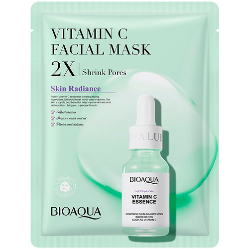 Bioaqua Увлажняющая тканевая маска для лица для сужения пор с Витамином С Skin Radiance