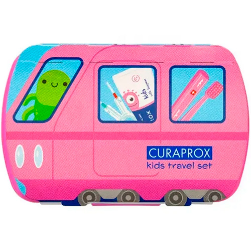 Curaprox Детский дорожный набор для ухода за зубами рожевий