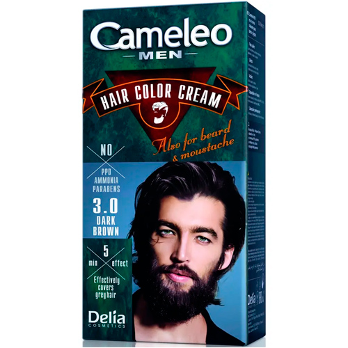 Delia Мужская краска для волос, бороды и усов Cameleo Men № 3.0 темно-коричнева