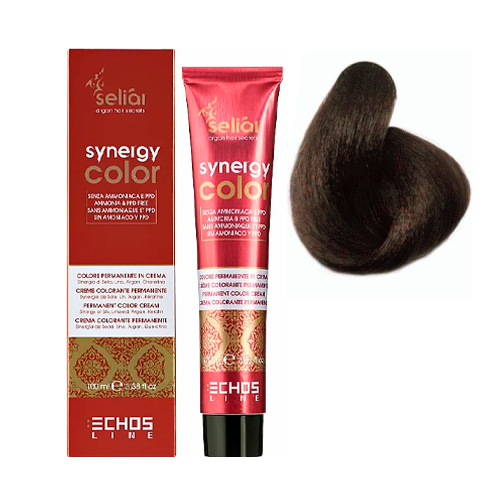 Echosline Безаммиачная крем-краска с арганой и кератином Seliar Synergy Color 4.0 каштановий