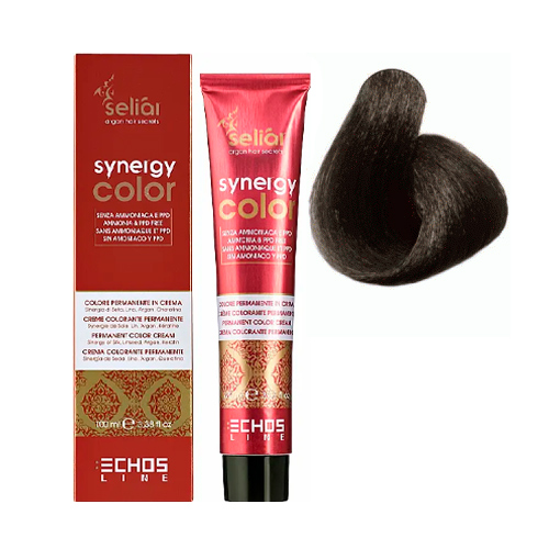 Echosline Безаммиачная крем-краска с арганой и кератином Seliar Synergy Color 5.01 попелясто-натур. світло-каштановий