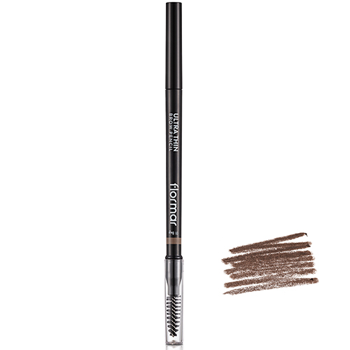 Flormar Автоматический ультра тонкий карандаш для бровей со щеточкой Light brown