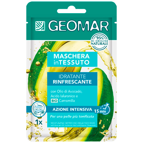 Geomar Тканевая освежающая маска для лица интенсивного действия с маслом авокадо и гиалуроновой кислотой