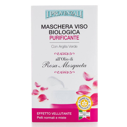 I Provenzali Органическая очищающая маска для лица с маслом розы и зеленой глиной Rosa Mosqueta