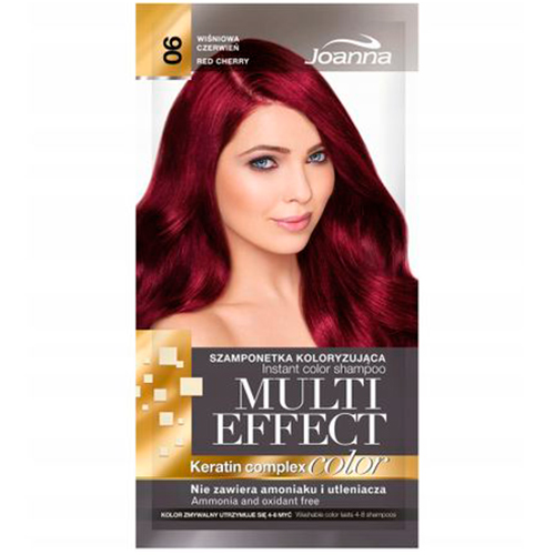 Joanna Оттеночный шампунь для волос MultiEffect №06 червона вишня