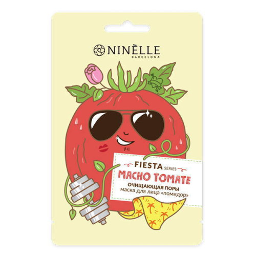 Ninelle Barcelona Очищающая поры тканевая маска для лица "Помидор" Fiesta