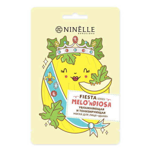 Ninelle Barcelona Тонизирующая и увлажняющая тканевая маска для лица "Дыня" Fiesta