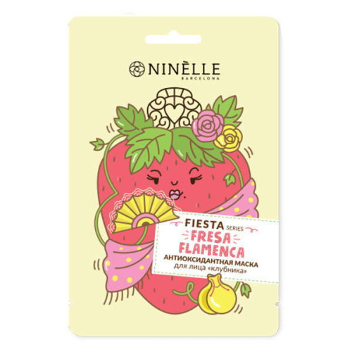 Ninelle Barcelona Антиоксидантная тканевая маска для лица "Клубника" Fiesta