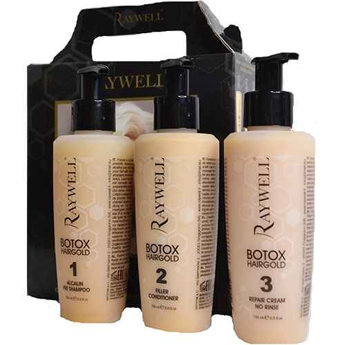 Raywell Мини-набор для наполнения и увлажнения Botox Hair Gold 24K