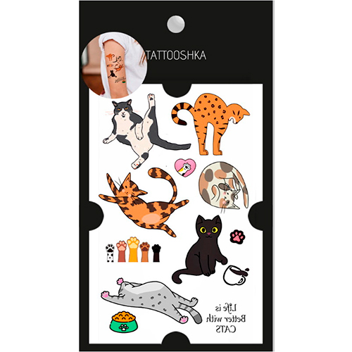 Tattooshka Временное тату "Мини котики"